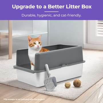 iPrimio XL Stainless Steel Litter Box with Enclosure - High-Sided Metal Litter Box for Large Cats - ...