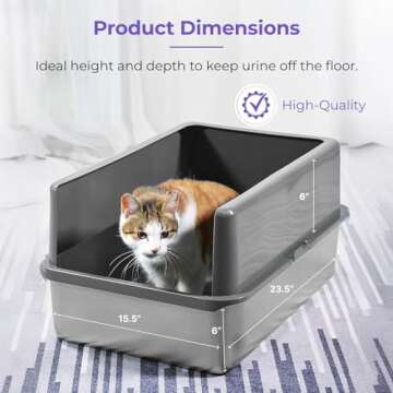 iPrimio XL Stainless Steel Cat Litter Box for Durability