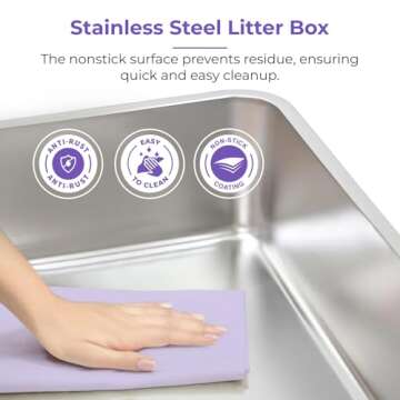 iPrimio XL Stainless Steel Cat Litter Box for Durability