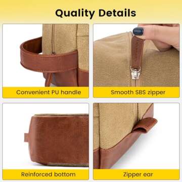 Vorspack Toiletry Bag Hanging Dopp Kit for Men Water Resistant Canvas Shaving Bag with Large Capacity for Travel - Brown