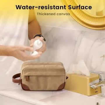 Vorspack Toiletry Bag Hanging Dopp Kit for Men Water Resistant Canvas Shaving Bag with Large Capacity for Travel - Brown