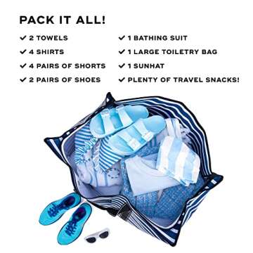 SCOUT 3 Girls Bag - Extra Large Utility Tote Bags For Women With Zipper - Sandproof Beach Tote Bag, Pool Bag, Travel Bag