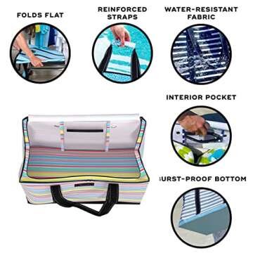 SCOUT 3 Girls Bag - Extra Large Utility Tote Bags For Women With Zipper - Sandproof Beach Tote Bag, Pool Bag, Travel Bag