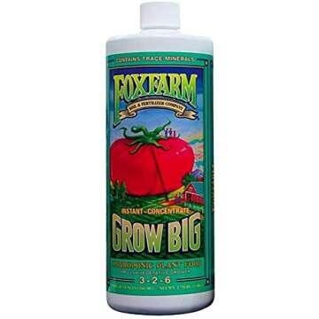 FoxFarm Grow Big Liquid Plant Food - Bloom Fertilizer for Flowers, Fruits, and Vegetables, Perfect for Indoor & Outdoor Potted Plants, NPK 6-4-4 (Pint)