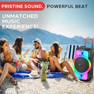 Pyle Bluetooth Party Speaker, 160W Bluetooth Party Box Speaker with True Wireless Stereo System, Powerful Bass and Clear Treble, Carry Bag, Tripod, TWS, FM Radio, USB, AUX and Mic Inputs, 15"x12"x24"