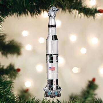 Old World Christmas Saturn V Rocket Glass Blown Ornaments for Christmas Tree