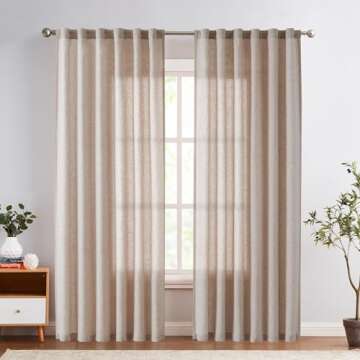 JINCHAN Linen Blend Curtains 90-Inch Long for Home Decor, Light Filtering Drapes, Taupe 2 Panels
