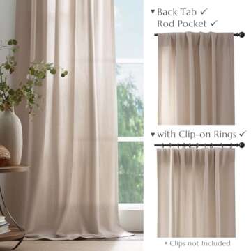 JINCHAN Linen Blend Curtains 90 Inches for Every Room