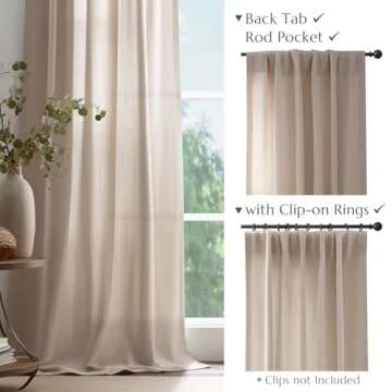 JINCHAN Linen Blend Curtains 90 Inches for Every Room
