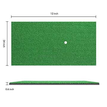 TRUEDAYS Golf Mat - Artificial Turf Golf Mat with Non-Slip Foam - 12“ x 24“ Golf Hitting Mat for Indoor and Outdoor Practice (Includes Rubber Tee Holder and Tees)