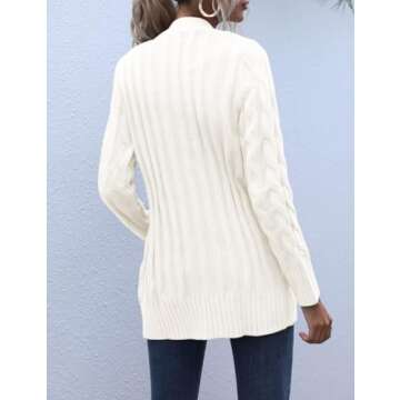 MEROKEETY Women's Cozy Open Front Cable Knit Cardigan