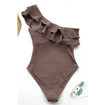CUPSHE Elegant One Shoulder Ruffled Swimsuit for Women