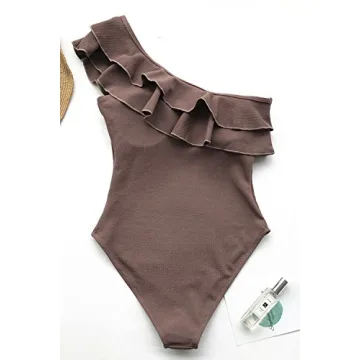 CUPSHE Elegant One Shoulder Ruffled Swimsuit for Women