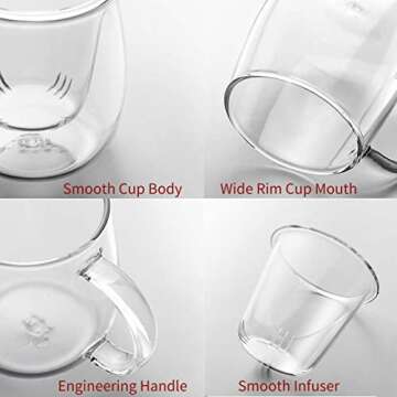 Elegant Glass Tea Cup with Infuser and Lid - 17.6 oz