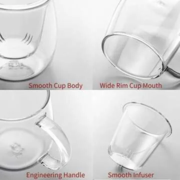 Elegant Glass Tea Cup with Infuser and Lid - 17.6 oz