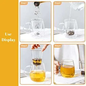 Elegant Glass Tea Cup with Infuser and Lid - 17.6 oz