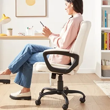AmazonBasics Cream Mid-Back Office Chair with Armrest