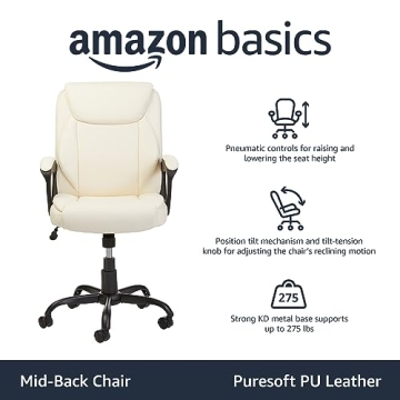 AmazonBasics Cream Mid-Back Office Chair with Armrest