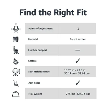 AmazonBasics Cream Mid-Back Office Chair with Armrest