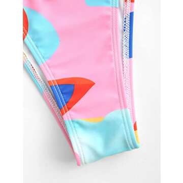 ZAFUL Bowknot Colorblock Tie Side String Bikini Swimwear High Cut Thong Bikini Set