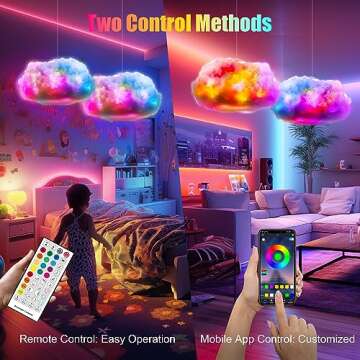 ViLSOM LED Cloud Light,RGB with IC Remote and APP Control Cool Lights Sync Music Color Changing for Bedroom Ceiling Adults and Kids Modern Home Decorations