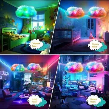 ViLSOM LED Cloud Light,RGB with IC Remote and APP Control Cool Lights Sync Music Color Changing for Bedroom Ceiling Adults and Kids Modern Home Decorations