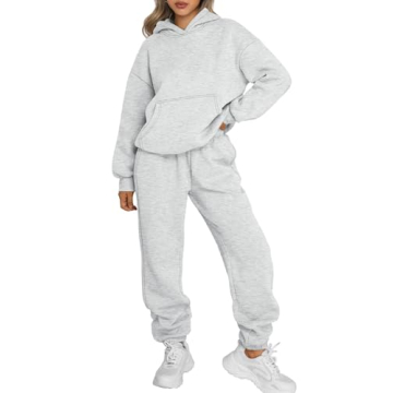 Trendy Queen Sweatsuits Women 2 Piece Outfit Two Piece Lounge Sets Hoodies and Sweatpants Fall Fashi...