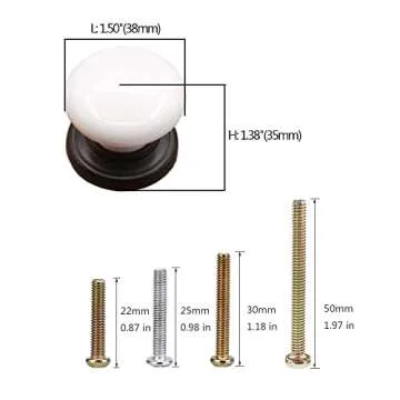 Marstree White Porcelain Ceramic Knobs DIY Door Drawer Cupboard Pull Handle Furniture Kitchen Handle Knobs and Pulls for Cabinets, Pack of 6