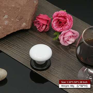 Marstree White Porcelain Ceramic Knobs DIY Door Drawer Cupboard Pull Handle Furniture Kitchen Handle Knobs and Pulls for Cabinets, Pack of 6