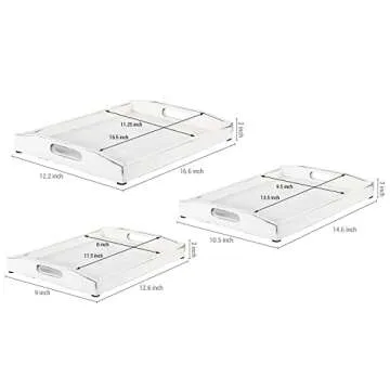 Rustic Whitewashed Wood Nesting Trays for Stylish Serving