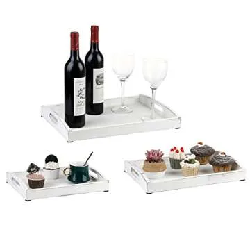 Rustic Whitewashed Wood Nesting Trays for Stylish Serving