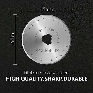 SOMOLUX Rotary Cutter Blades 45mm 10 Pack Refill Fits OLFA,DAFA,Truecut Replacement, Quilting Scrapbooking Sewing Arts Crafts,Sharp and Durable