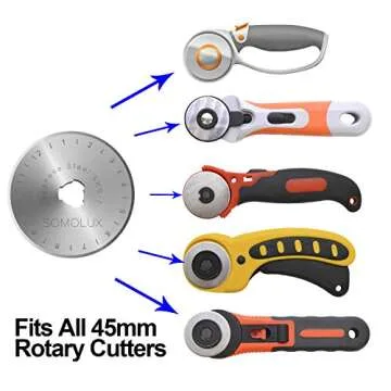 SOMOLUX Rotary Cutter Blades 45mm 10 Pack Refill Fits OLFA,DAFA,Truecut Replacement, Quilting Scrapbooking Sewing Arts Crafts,Sharp and Durable