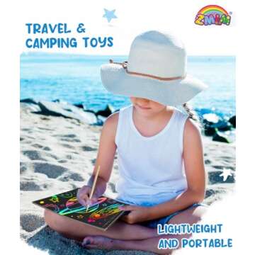 ZMLM Scratch Paper Art-Crafts Gift: 2 Pack Rainbow Notebooks Supplies Toys for 3 4 5 6 7 8 9 10 Years Old Girls and Boys Kids Valentines Day Gifts Birthday Party Games Easter Basket Stuffers (Blue)