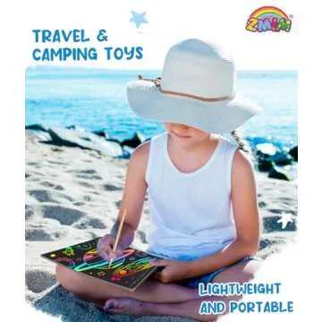 ZMLM Scratch Paper Art-Crafts Gift: 2 Pack Rainbow Notebooks Supplies Toys for 3 4 5 6 7 8 9 10 Years Old Girls and Boys Kids Valentines Day Gifts Birthday Party Games Easter Basket Stuffers (Blue)