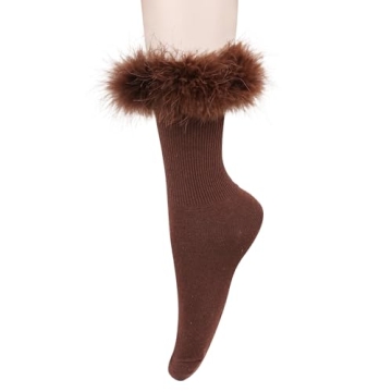 Violet Mist Cute Feather Socks for Women and Girls