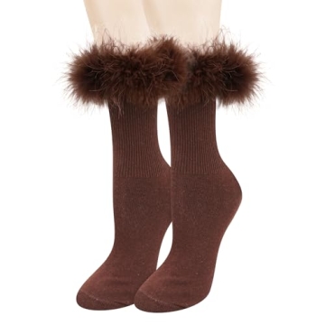 Violet Mist Cute Feather Socks for Women and Girls