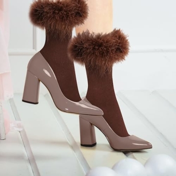 Violet Mist Cute Feather Socks for Women and Girls