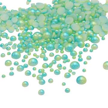 1100pcs Abs Gradient Imitation Pearls Half Round Beads Assorted Mixed Sizes 3 4 5 6 8mm Flatback DIY Material