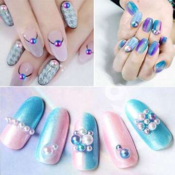 1100pcs Abs Gradient Imitation Pearls Half Round Beads Assorted Mixed Sizes 3 4 5 6 8mm Flatback DIY Material