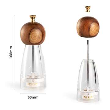 Wood Salt and Pepper Grinders Refillable Set - Elegant Design for Every Kitchen
