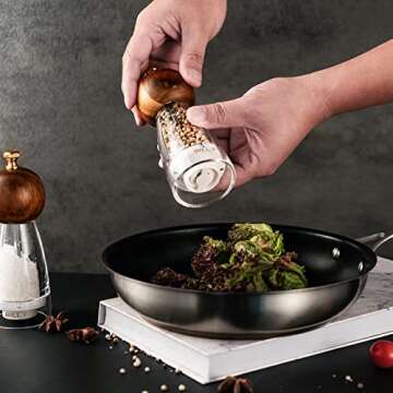 Stylish Wood Salt and Pepper Grinders Set - Refillable