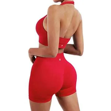 SUUKSESS Seamless Ribbed Women's Workout Set Red S