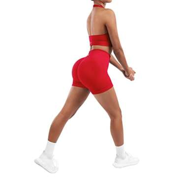 SUUKSESS Seamless Ribbed Women's Workout Set Red S