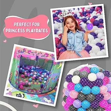 Playz 50 Mini Ball Pit Balls - Princess Edition - Soft, Plastic Mini Play Balls - Small, No Sharp Edges, Super Safe, Phthalate & BPA Free