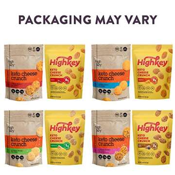 HighKey Snacks Cheese Crunch - Cheese & Egg White High Protein Cheese Crisps - Low Carb, Keto Friendly, Gluten Free, Healthy Snack - Ketogenic Food For Any Diet with Natural Ingredients - Variety