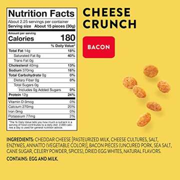 HighKey Snacks Cheese Crunch - Cheese & Egg White High Protein Cheese Crisps - Low Carb, Keto Friendly, Gluten Free, Healthy Snack - Ketogenic Food For Any Diet with Natural Ingredients - Variety