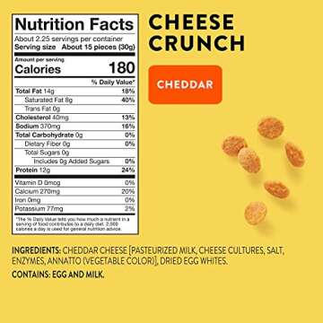HighKey Snacks Cheese Crunch - Cheese & Egg White High Protein Cheese Crisps - Low Carb, Keto Friendly, Gluten Free, Healthy Snack - Ketogenic Food For Any Diet with Natural Ingredients - Variety