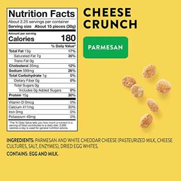 HighKey Snacks Cheese Crunch - Cheese & Egg White High Protein Cheese Crisps - Low Carb, Keto Friendly, Gluten Free, Healthy Snack - Ketogenic Food For Any Diet with Natural Ingredients - Variety