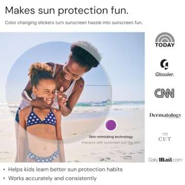 SPOTMYUV UV Detection Stickers for Sunscreen with Patented DERMATRUE SPF Sensing Technology | KNOW WHEN TO REAPPLY SUNSCREEN TO HELP PREVENT SUNBURN - 32 Count